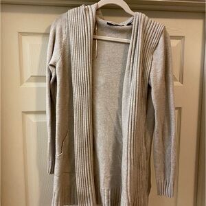 Beige hooded cardigan